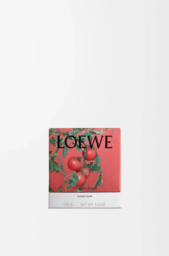 Kleine Kerze mit Tomatenblättern, rot