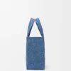 Kleine LOEWE Font-Tasche aus Raffia Hellblau