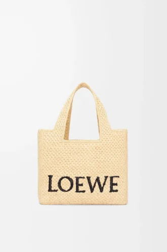 Kleine LOEWE Font-Tasche aus Raffia in Natur