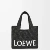Kleine LOEWE Font-Tasche aus Raffia Schwarz