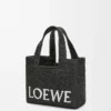 Kleine LOEWE Font-Tasche aus Raffia Schwarz