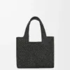 Kleine LOEWE Font-Tasche aus Raffia Schwarz