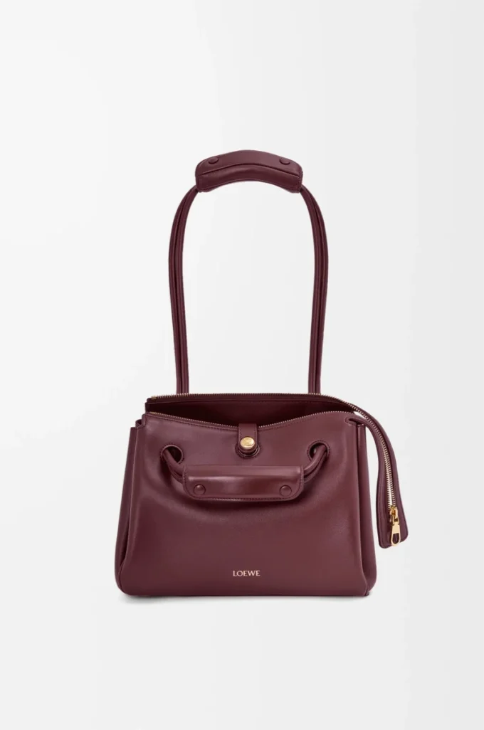 Kleine Madrid-Tasche aus geschmeidigem Kalbsleder Dunkelburgunder