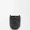 Kleine Nest Basket Tasche aus Kalbsleder Schwarz