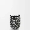 Kleine Nest Basket Tasche aus Kalbsleder Schwarz/Weiß