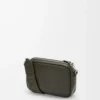 Kleine Pebble-Messengertasche aus geschmeidigem genarbtem Kalbsleder in Dark Khaki