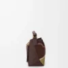 Kleine Puzzle Edge Landscape Tasche aus Nappakalbsleder in Schokoladenbraun/Hellmoos