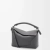 Kleine Puzzle Edge Tasche aus klassischem Kalbsleder in Schiefergrau
