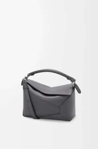 Kleine Puzzle Edge Tasche aus klassischem Kalbsleder in Schiefergrau