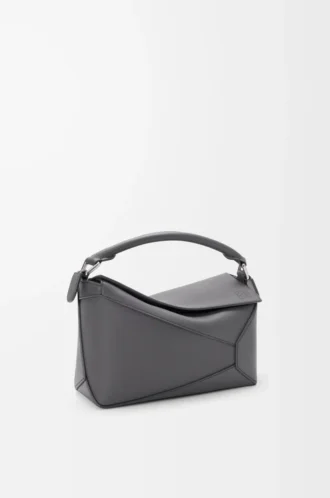 Kleine Puzzle Edge Tasche aus klassischem Kalbsleder in Schiefergrau