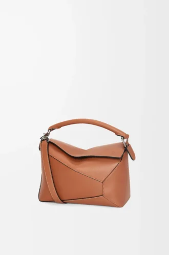 Kleine Puzzle Edge Tasche aus klassischem Kalbsleder in Tan