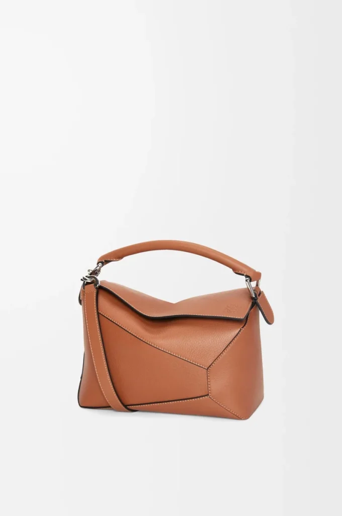 Kleine Puzzle Edge Tasche aus klassischem Kalbsleder in Tan