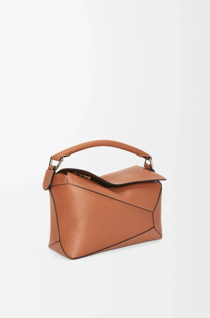 Kleine Puzzle Edge Tasche aus klassischem Kalbsleder in Tan