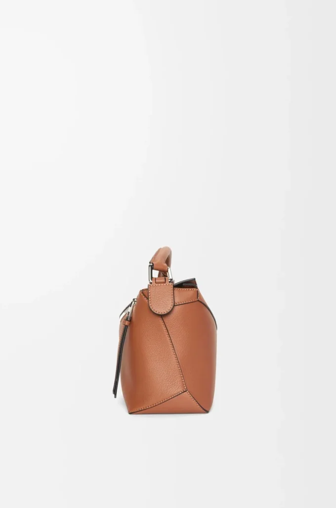 Kleine Puzzle Edge Tasche aus klassischem Kalbsleder in Tan