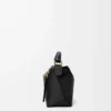 Kleine Puzzle Edge Tasche aus weichem genarbtem Kalbsleder in Schwarz