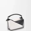 Kleine Puzzle-Tasche aus Nappakalbsleder Grau/Hellgrau