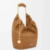 Kleine Squeeze-Tasche aus weichem Nappalammleder Eiche