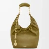 Kleine Squeeze-Tasche aus weichem Nappalammleder Olive