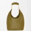 Kleine Squeeze-Tasche aus weichem Nappalammleder Olive