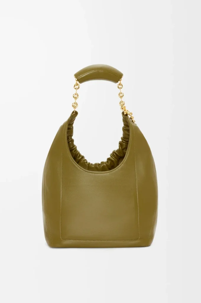 Kleine Squeeze-Tasche aus weichem Nappalammleder Olive