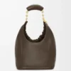 Kleine Squeeze-Tasche aus weichem Nappalammleder Schokolade