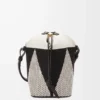 Kleine Treasure Bako-Beuteltasche aus Jacquard-Canvas und Kalbsleder Natur/Schwarz
