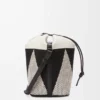 Kleine Treasure Bako-Beuteltasche aus Jacquard-Canvas und Kalbsleder Natur/Schwarz