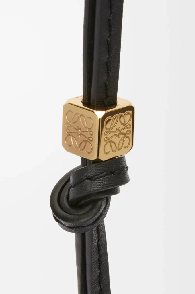 Kleiner Anagram-Riemen aus Kalbsleder in Schwarz/Gold