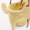 Kleiner Elephant-Korb aus Raffia und Kalbsleder in Natur/Hellbraun