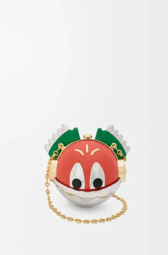 Knight Cat Clutch aus Metall und Nappalammleder in Sunrise Orange