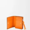Knot Kompaktbrieftasche aus glänzendem Nappakalbsleder Schwarz/Leuchtendes Orange