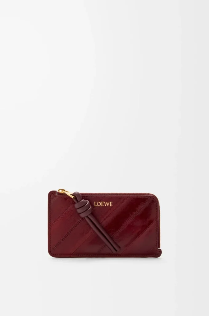 Knot-Münzkartenetui aus Aal Dark Burgundy