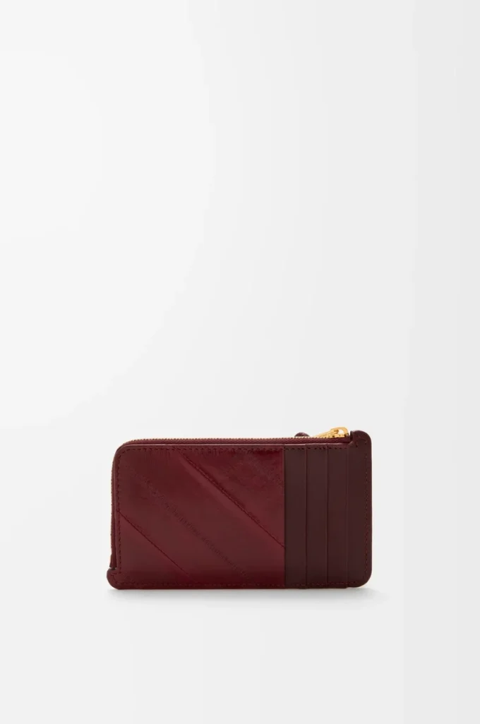 Knot-Münzkartenetui aus Aal Dark Burgundy