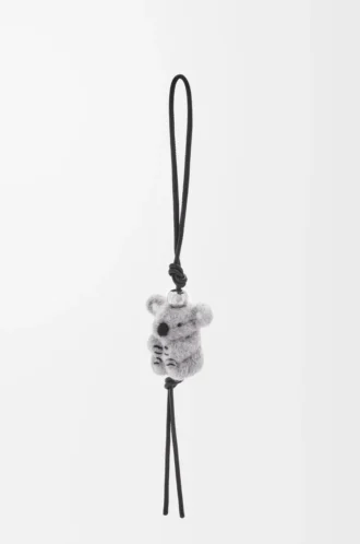 Koala-Anhänger aus Filz und Kalbsleder in Hellgrau/Schwarz
