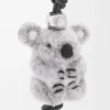 Koala-Anhänger aus Filz und Kalbsleder in Hellgrau/Schwarz