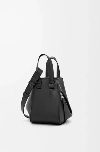 Kompakte Hammock-Tasche aus klassischem Kalbsleder Schwarz