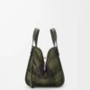 Kompakte Hammock-Tasche aus Wildleder und klassischem Kalbsleder Khaki/Grün
