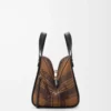 Kompakte Hammock-Tasche aus Wildleder und klassischem Kalbsleder Tan/Schwarz