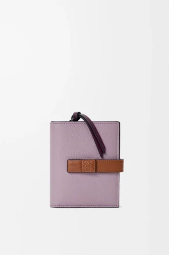 Kompakte Reißverschlussbrieftasche aus weichem genarbtem Kalbsleder Dirty Mauve/Squirrel
