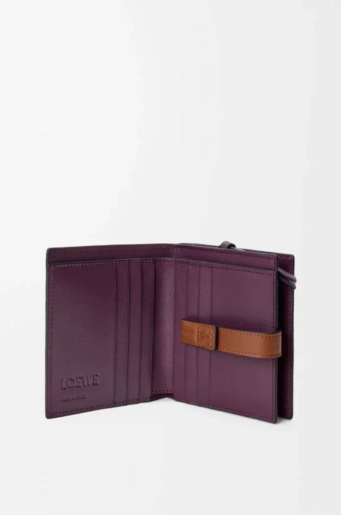 Kompakte Reißverschlussbrieftasche aus weichem genarbtem Kalbsleder Dirty Mauve/Squirrel