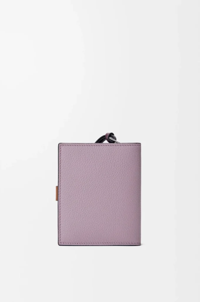 Kompakte Reißverschlussbrieftasche aus weichem genarbtem Kalbsleder Dirty Mauve/Squirrel