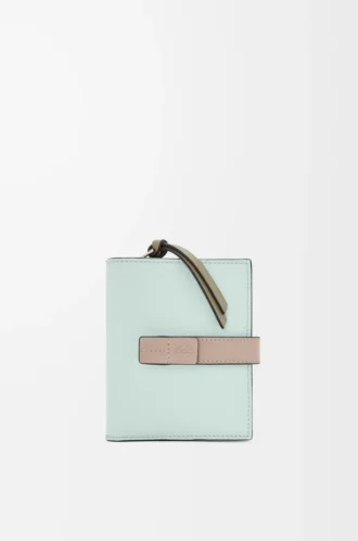 Kompakte Reißverschlussbrieftasche aus weichem genarbtem Kalbsleder Frozen/Clay