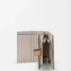 Kompakte Reißverschlussbrieftasche aus weichem genarbtem Kalbsleder Taupe/Gold