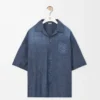 Kurzarmhemd aus Baumwolle Washed Blue