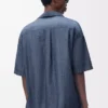 Kurzarmhemd aus Baumwolle Washed Blue