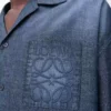 Kurzarmhemd aus Baumwolle Washed Blue