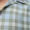 Kurzarmhemd aus Wollmischung Hellblau/Weiß