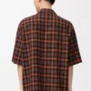 Kurzarmhemd aus Wollmischung Orange/Schwarz