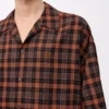 Kurzarmhemd aus Wollmischung Orange/Schwarz