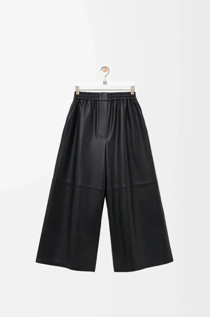 Kurze Hose aus Nappalammleder Schwarz